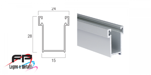 Guida in alluminio estruso A14 28 x 15 mm